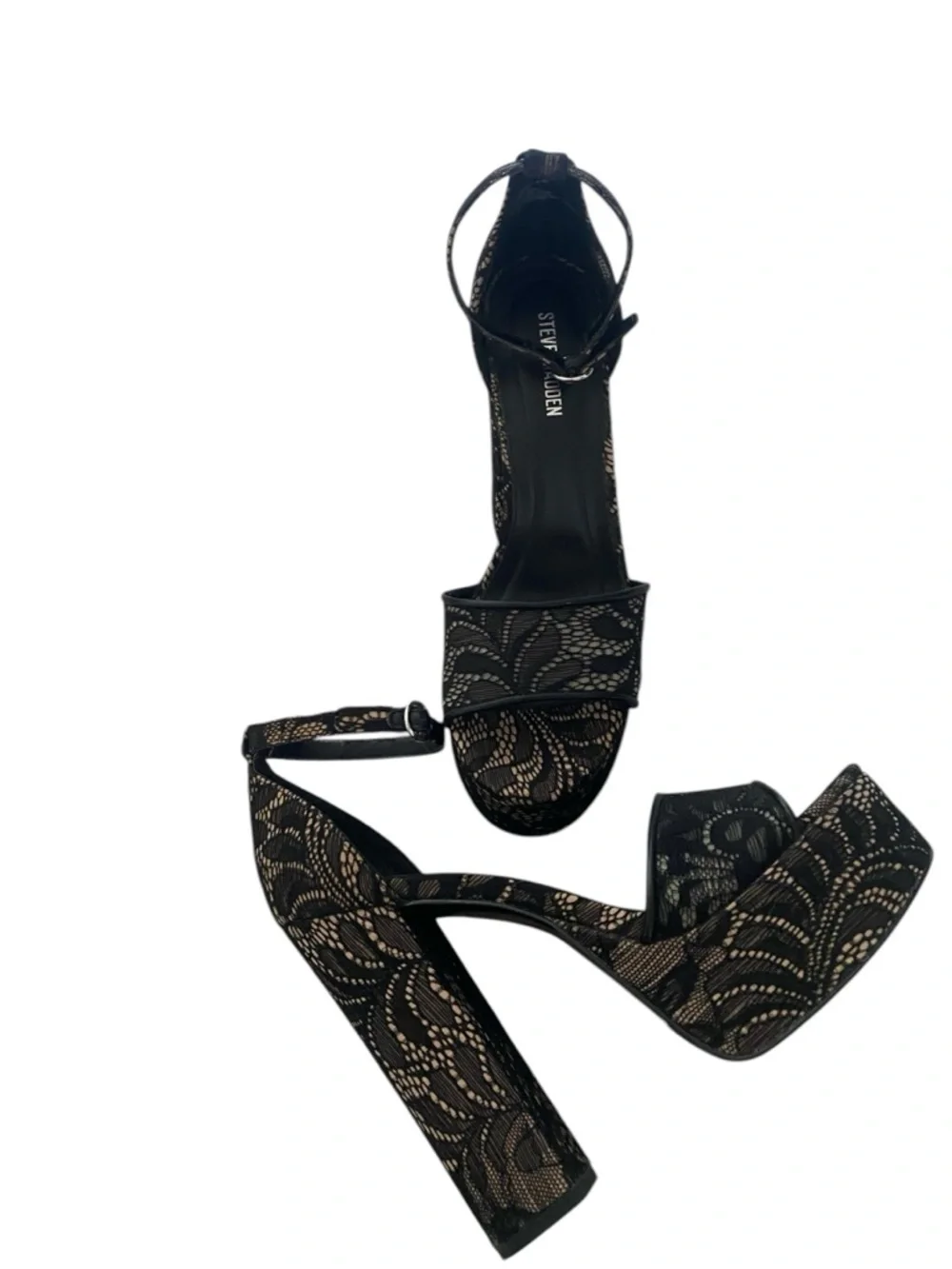 Steve Madden Black Lace Platform Block Heels size 8 1/2 worn once